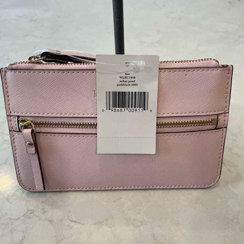 Kate Spade Bee Mikas Pond Pink Blush Double Zip Wristlet NWT - Picture 2 of 5